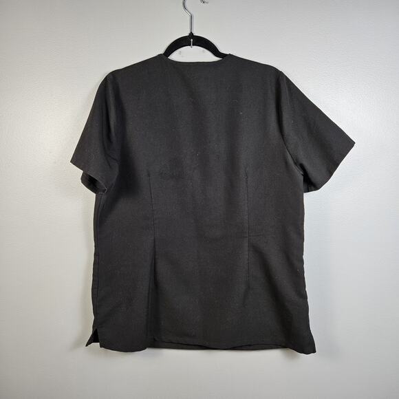Figs Womens Casma Three Pocket Scrub Top Size Large Black Medical Anti Wrinkle - Picture 2 of 6